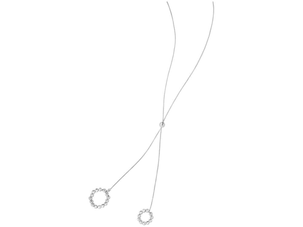 Finejewelers Rhodium Sterling Silver 27 Inch Octogon Box Friendship Adjustable Necklace Laser Double Ring