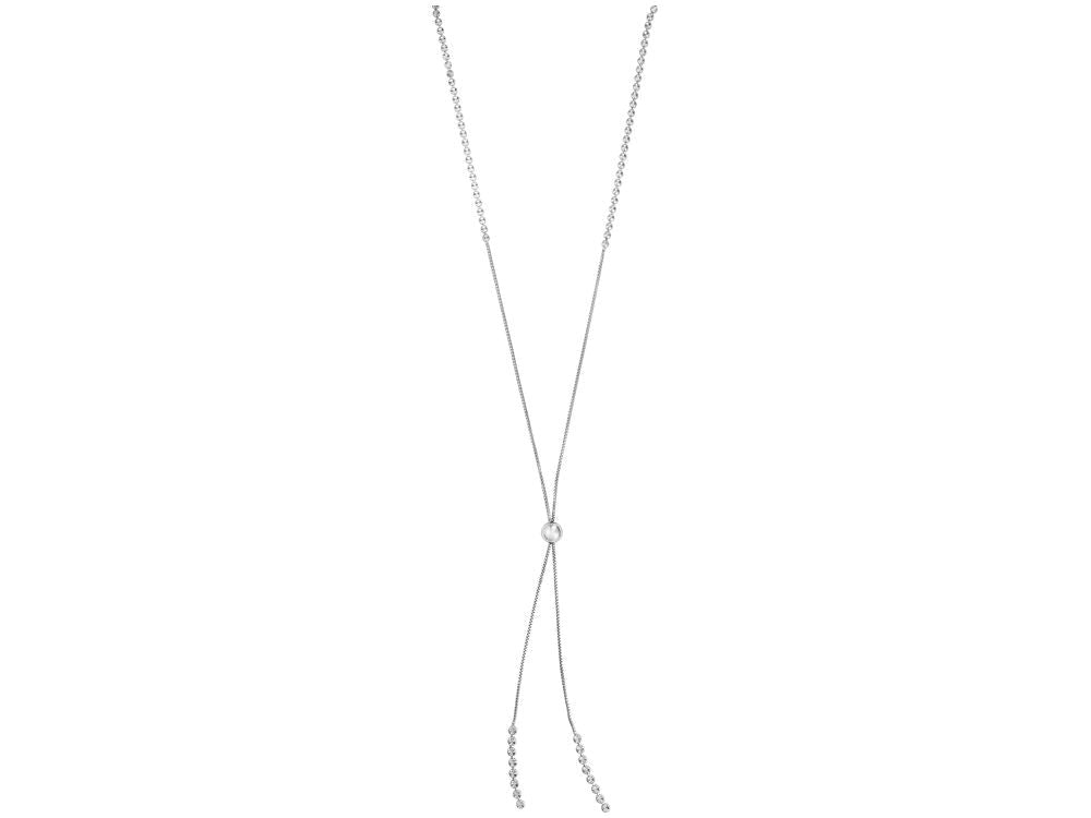 Finejewelers Rhodium Finish Sterling Silver 36 Inch Adjustable Friendship Necklace with Draw String Clasp