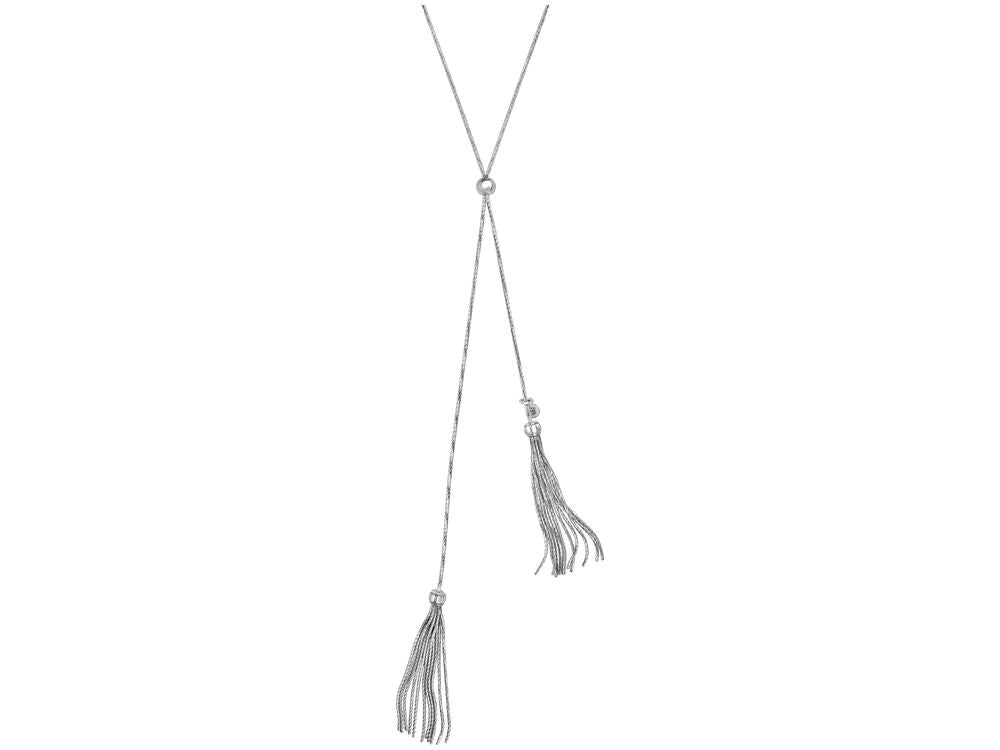 Finejewelers Rhodium Finish Sterling Silver 34 Inch Fancy Adjustable Friendship Necklace Draw String Clasp