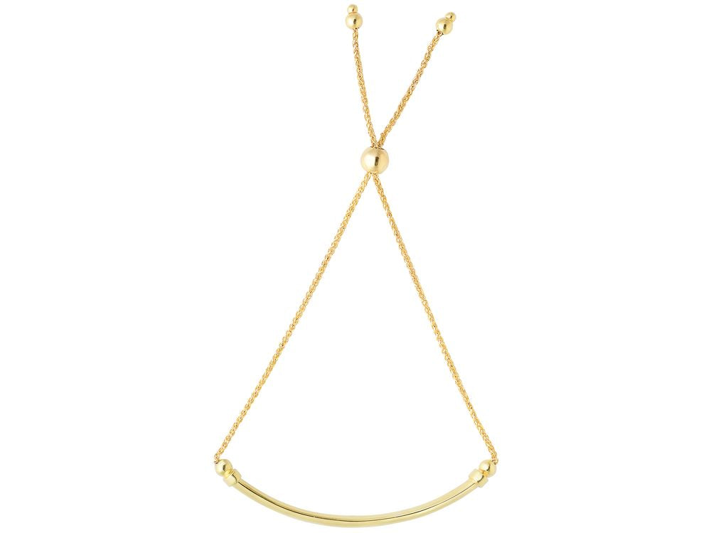 Finejewelers 14k Yellow Gold 9.25 Inch 1mm Wheat Friendship Adjustable Bracelet Curved Bar Draw String Clasp