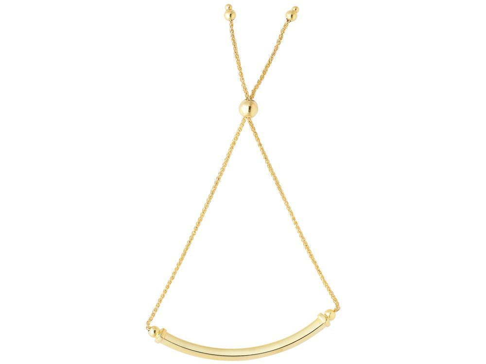 Finejewelers 14k Yellow Gold 9.25 Inch 1mm Wheat Friendship Adjustable Bracelet Arched Bar Draw String Clasp