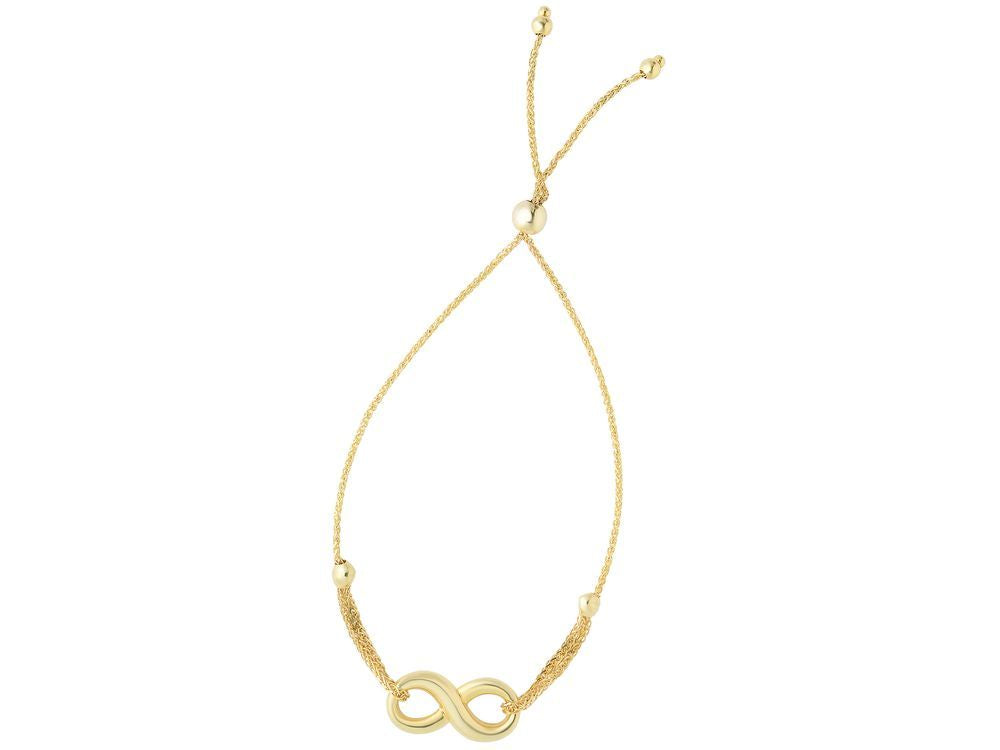 Finejewelers 14k Yellow Gold 9.25 Inch Wheat Friendship Adjustable Bracelet Shiny Puffed Mariner 5-link Draw String