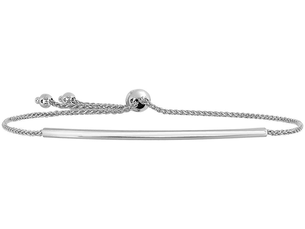 Finejewelers 14k White Gold 9 Inch Wheat Friendship Adjustable Bracelet Arched Bar Center Draw String Clasp