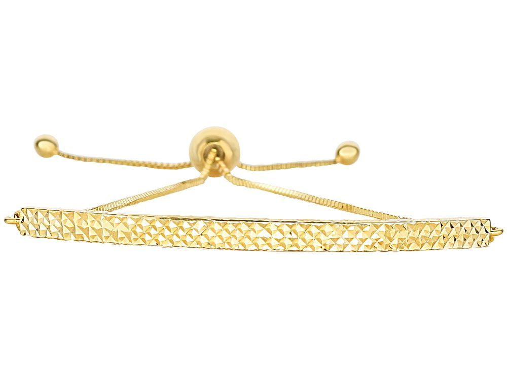 Finejewelers 14k Yellow Gold 9.25 Inch Curved Bar Box Chain Friendship Adjustable  Bracelet Draw String Clasp