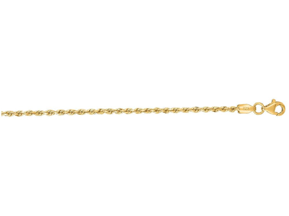 Finejewelers 10 Kt Yellow Gold 10k 7 Inch 2.0mm Solid Bright Cut Royal Rope Chain Bracelet Lobster Clasp