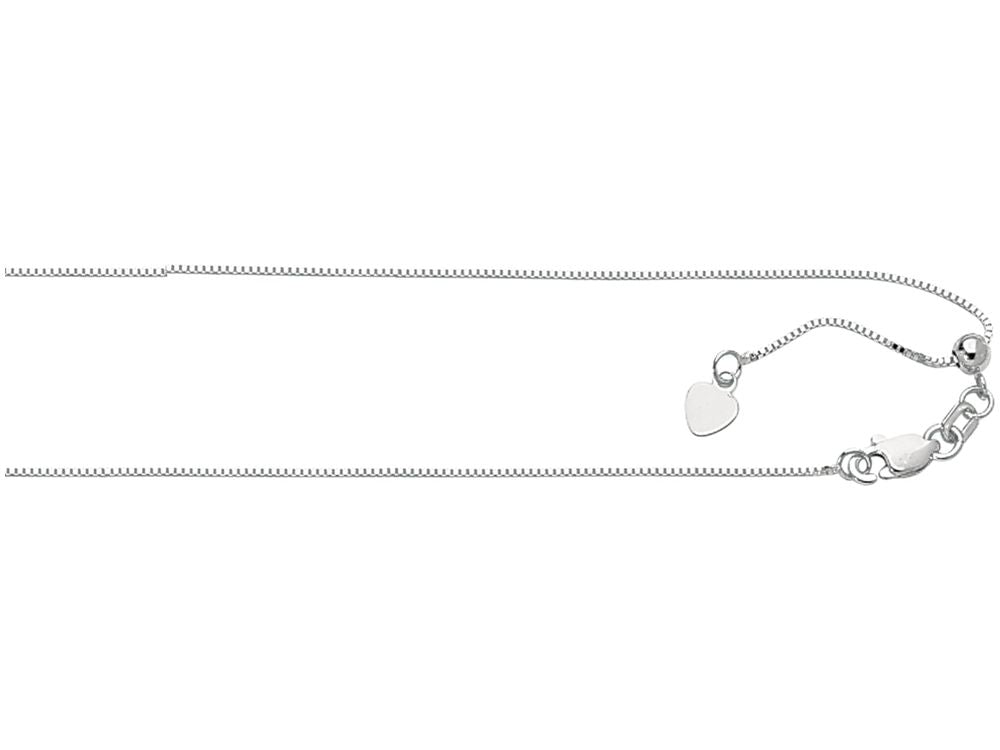 Finejewelers 10 Kt White Gold 10k 22 Inch 0.7mm Classic Adjustable Box Chain Necklace With Lobster Clasp