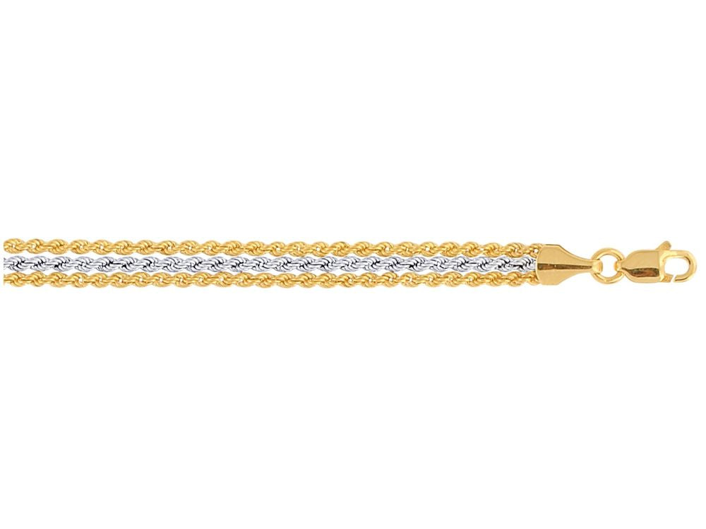 Finejewelers 10 Kt White Gold 10k 7.25 Inch Triple Strand Rope Chain Ladies Fancy Bracelet Lobster Clasp