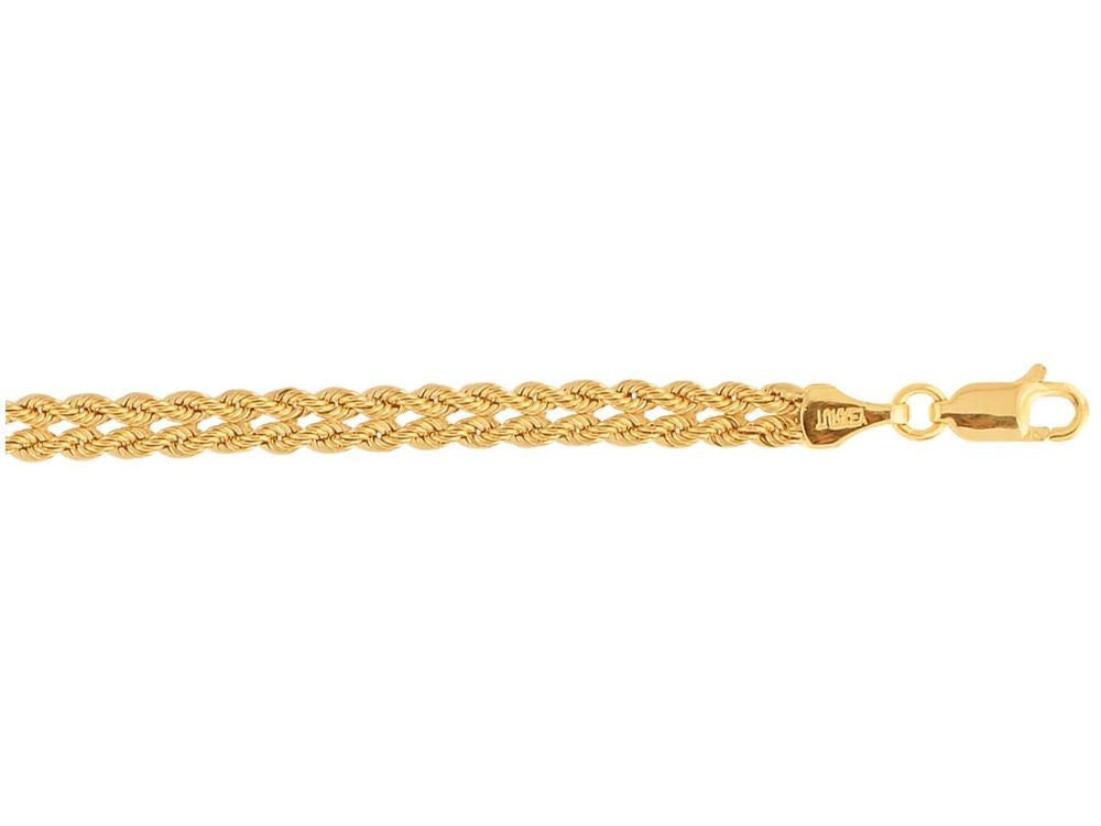 Finejewelers 10 Kt Yellow Gold 10k 7.25 Inch Braided Rope Chain Ladies Fancy Bracelet With Lobster Clasp