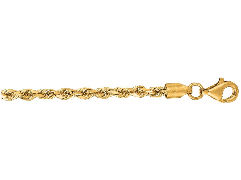 Finejewelers 10 Kt Yellow Gold 10k 7 Inch 2.75mm Solid Bright Cut Royal Rope Chain Bracelet Lobster Clasp