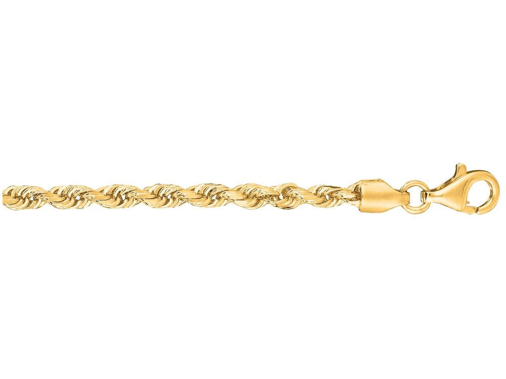 Finejewelers 10 Kt Yellow Gold 10k 7 Inch 3.0mm Solid Bright Cut Royal Rope Chain Bracelet Lobster Clasp
