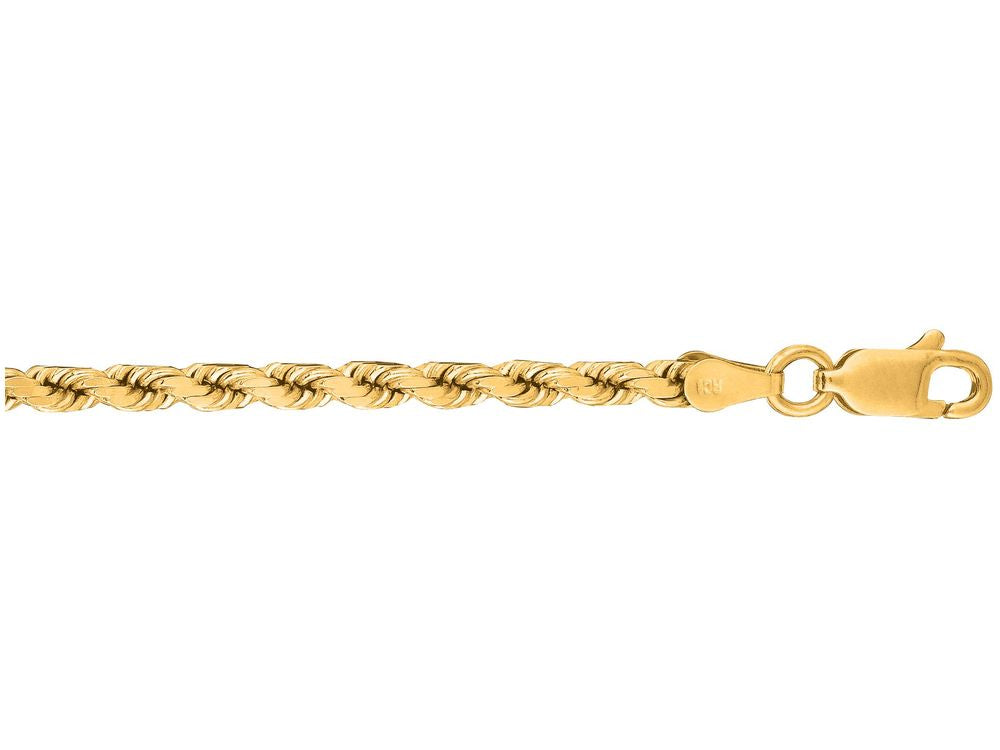 Finejewelers 10 Kt Yellow Gold 10k 7 Inch 3.5mm Solid Bright Cut Royal Rope Chain Bracelet Lobster Clasp