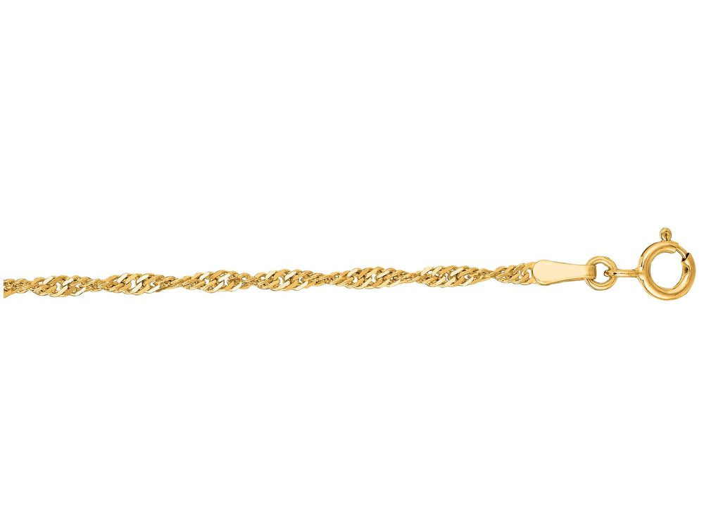 Finejewelers 10 Kt Yellow Gold 10k 16 Inch 1.7mm Classic Singapore Chain Necklace With Lobster Clasp