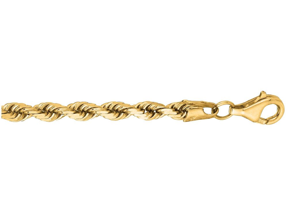 Finejewelers 10 Kt Yellow Gold 10k 8 Inch 4.0mm Solid Bright Cut Royal Rope Chain Bracelet Lobster Clasp