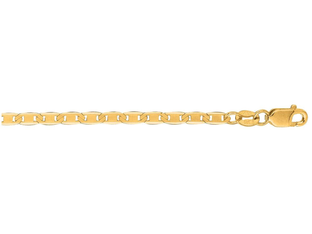 Finejewelers 10 Kt Yellow Gold 10k 7 Inch 2.30mm Bright Cut Mariner Link Chain Bracelet Lobster Clasp