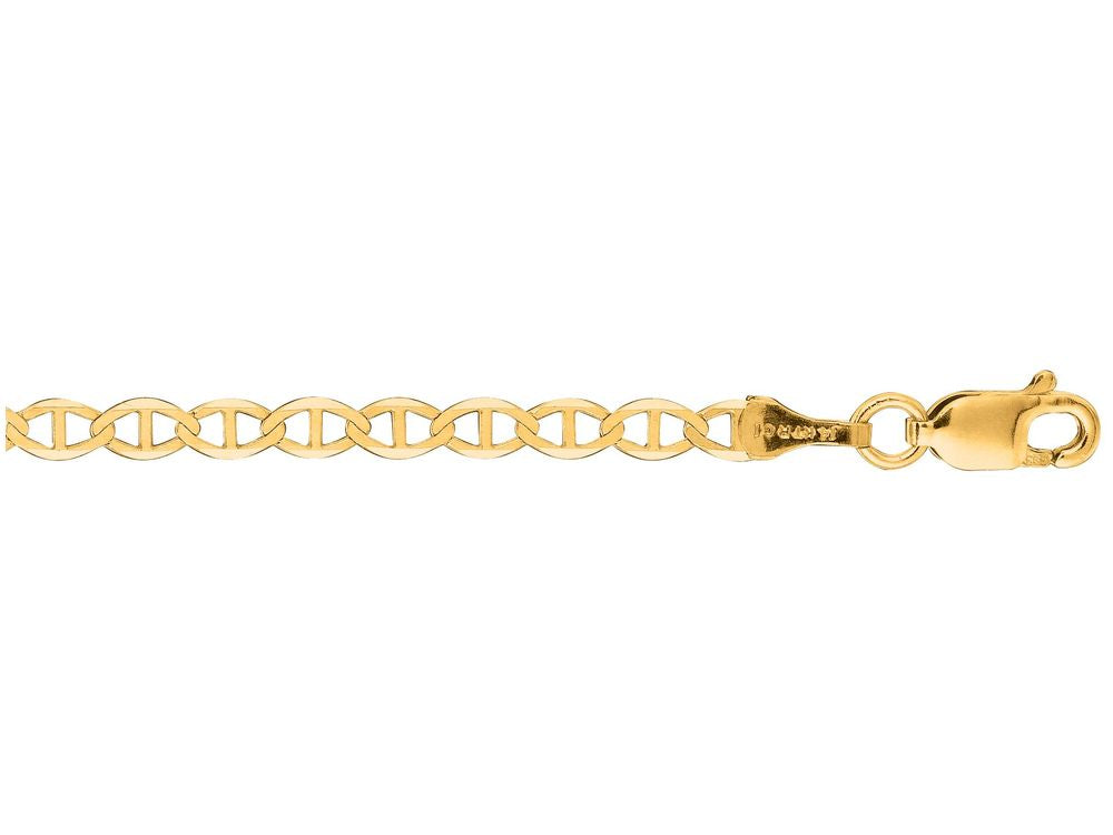 Finejewelers 10 Kt Yellow Gold 10k 7 Inch 3.20mm Bright Cut Mariner Link Chain Bracelet Lobster Clasp