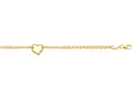 Finejewelers 10 Kt Yellow Gold 10k 10 Inch 10 Inch Double Rolo Chain Anklet1 Station Open Heart Lobster Clasp