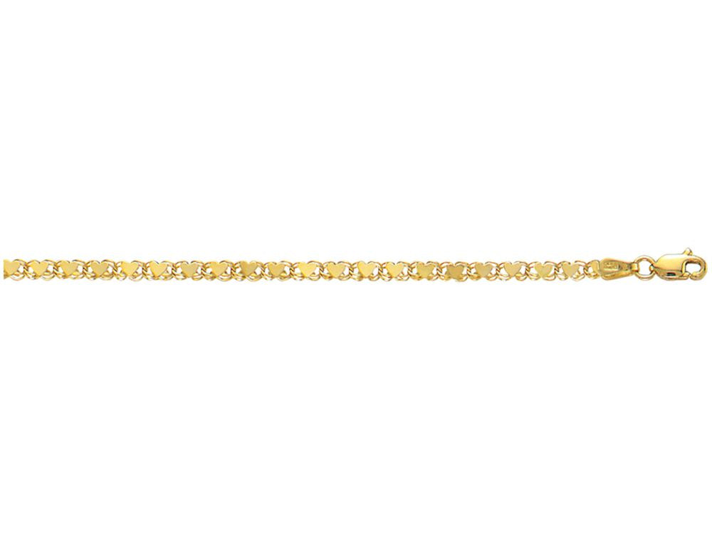 Finejewelers 10 Kt Yellow Gold 10k 10 Inch 3.0mm Bright Cut Heart Ring Link Anklet With Lobster Clasp