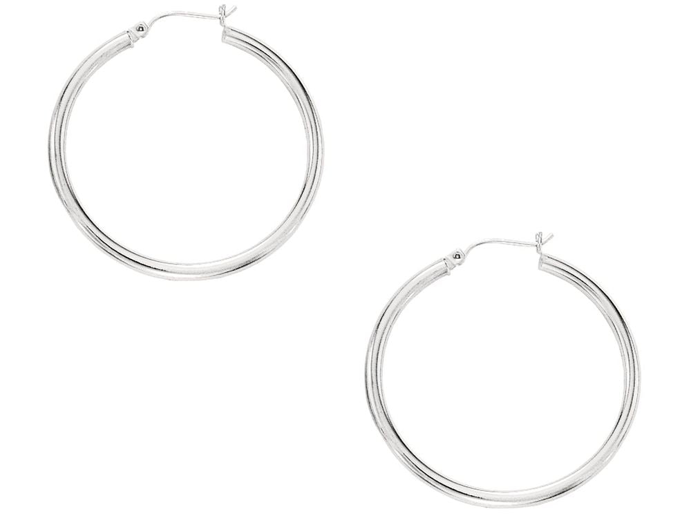 Finejewelers 10 Kt White Gold 10k 2.0x30mm Round Hoop Earring
