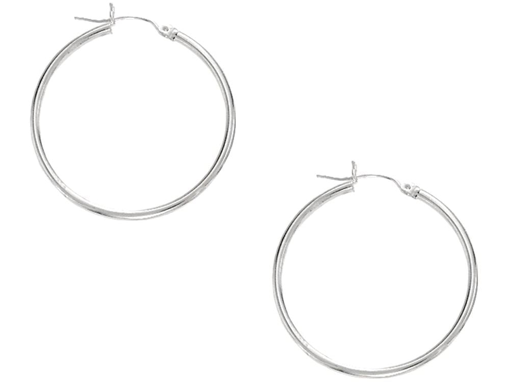 Finejewelers 10 Kt White Gold 10kw 1.0x25mm Lt.tube Hoop