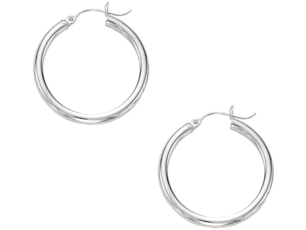 Finejewelers 10 Kt White Gold 10k Wg 3x25mm Hoop Earring