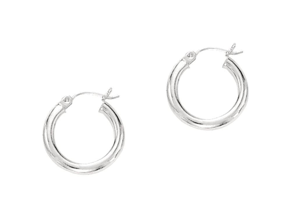 Finejewelers 10 Kt White Gold 10k 2.0x15mm Round Hoop Earring
