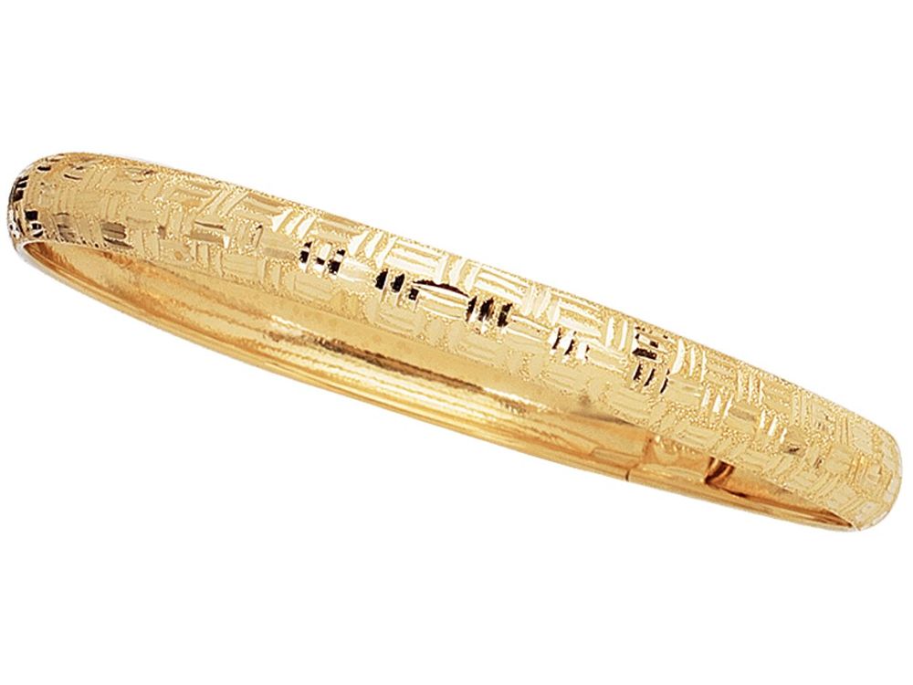 Finejewelers 10 Kt Yellow Gold 10k 7 Inch 6.0mm Textured Greek Key Flex Bangle