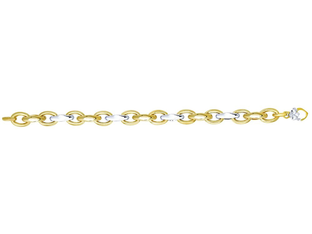 Finejewelers 14 Kt Two Tone Gold 7.75 Inch Marquisoval Oval Link Bracelet With Lobster Clasp
