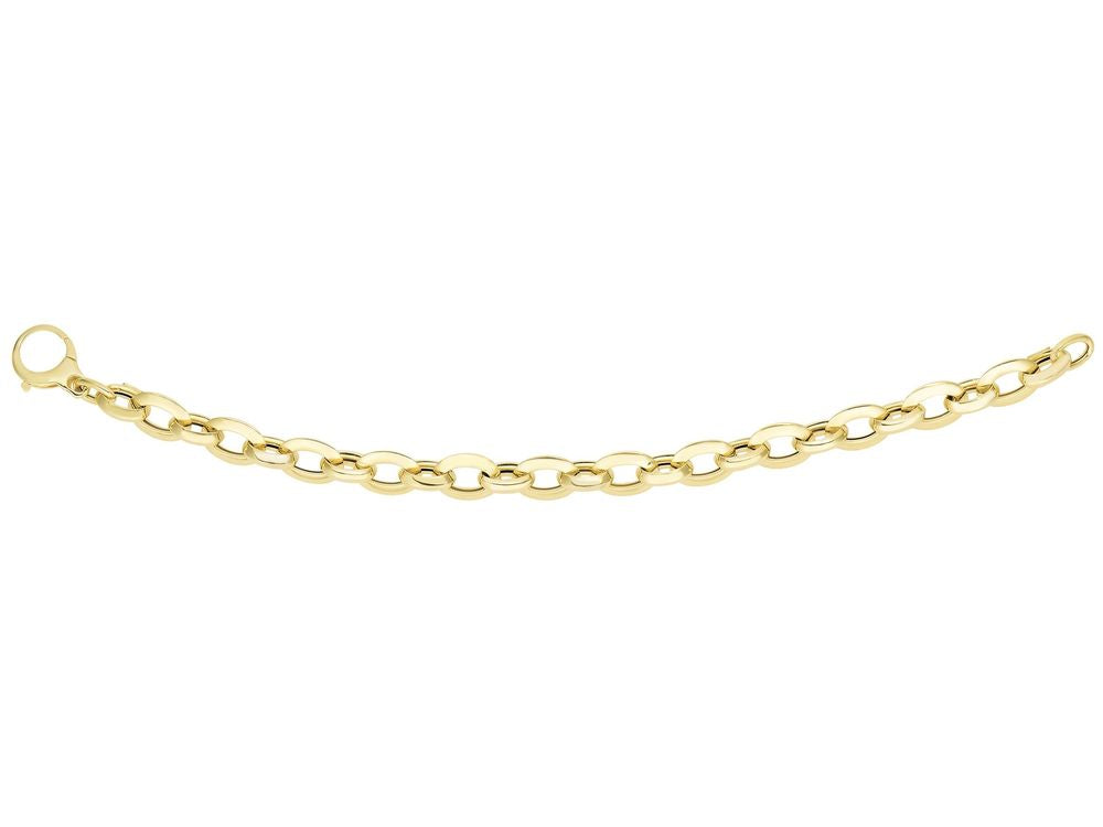 Finejewelers 14 Kt Yellow Gold 7.25 Inch 9.4mm Alternate Largesmall Oval Link Fancy Bracelet Large Lobster Clasp