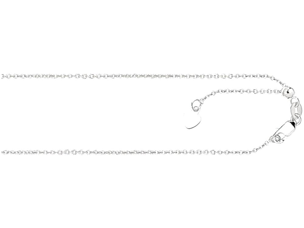 Finejewelers 14 Kt White Gold 30 Inch 0.9mm Adjustable Classic Cable Chain Necklace