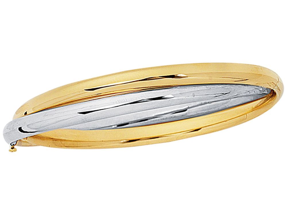 Finejewelers 14 Kt Two Tone Gold 7 Inch Fancy Double Two Tone Bangle With Clasp