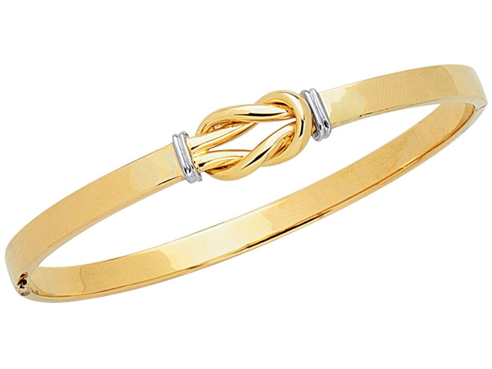 Finejewelers 14 Kt Two Tone Gold 7 Inch 4.75mm Loop Top Fancy Bangle With Clasp