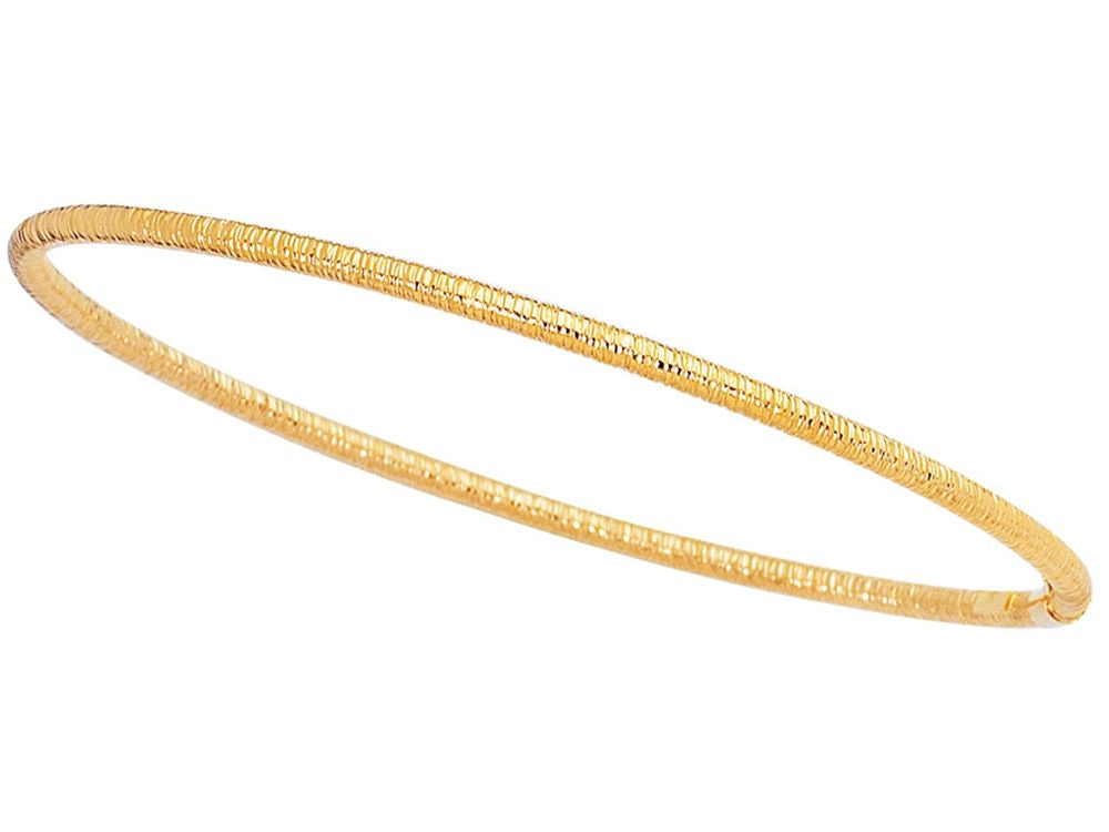 Finejewelers 14 Kt Yellow Gold 8 Inch 3.0mm Textured Round Tube Stackable Bangle