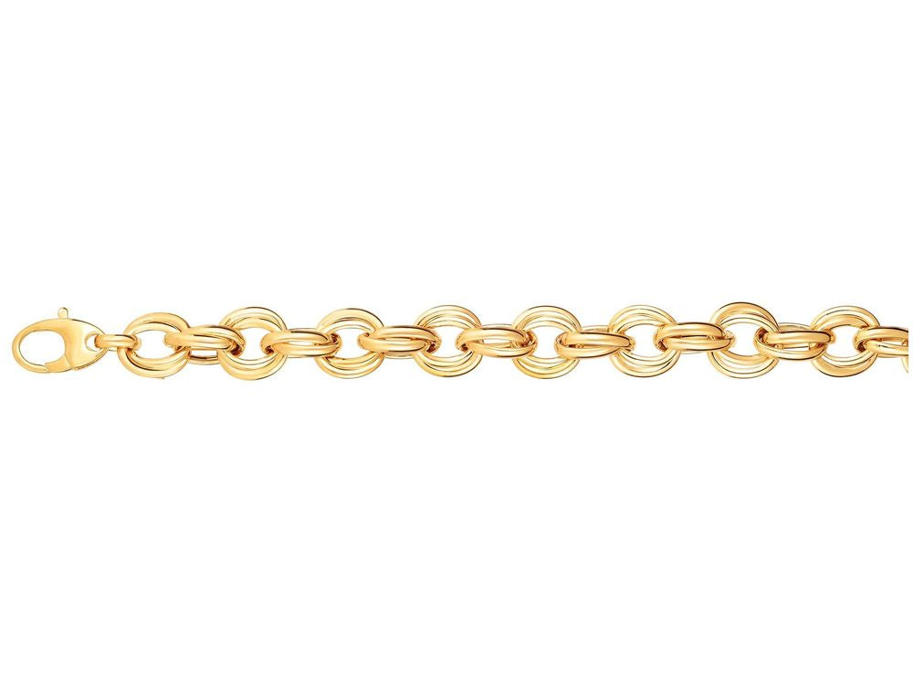 Finejewelers 14 Kt Yellow Gold 8 Inch 11.8mm Alternate Ovalro Und Double Link Fancy Bracelet Lobster Clasp