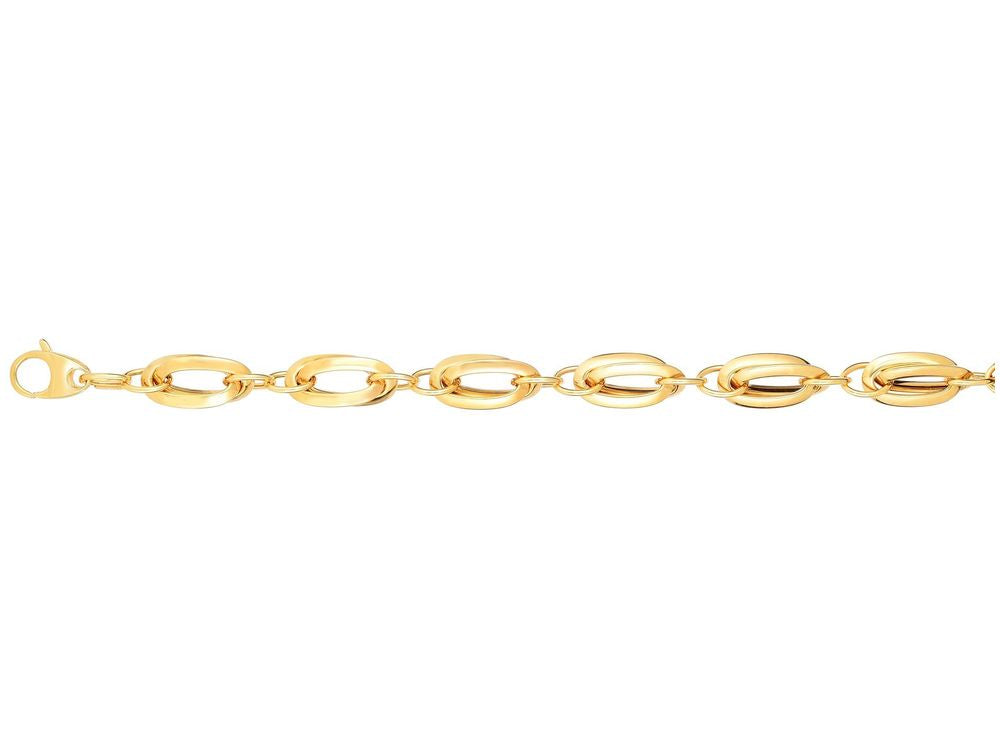 Finejewelers 14 Kt Yellow Gold 7.5 Inch 8.2mm Alternate Short Long Oval Link Fancy Bracelet Lobster Clasp No-extend