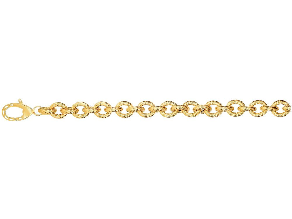 Finejewelers 14 Kt Yellow Gold 8 Inch 8.7mm Rope Textured Oval Link Fancy Bracelet With Lobster Clasp