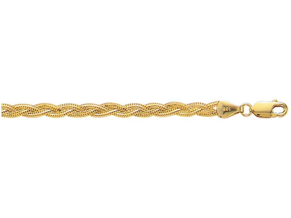 Finejewelers 14 Kt Yellow Gold 7 Inch 3.5mm Bright Cut Braided Fox Bracelet Chain With Lobster Clasp