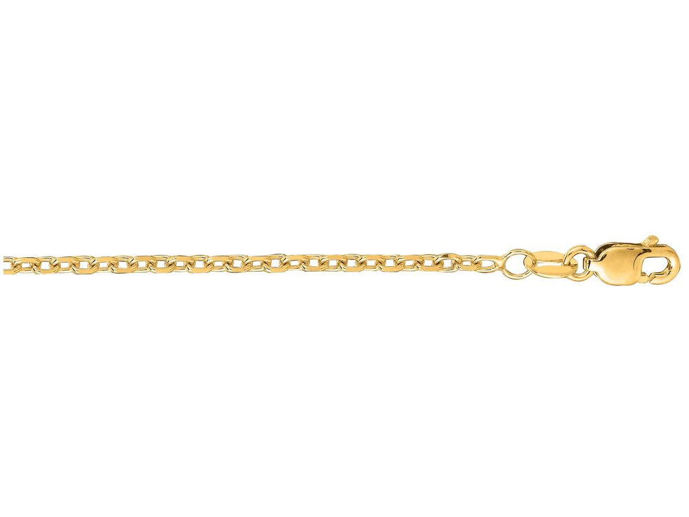 Finejewelers 14 Kt Yellow Gold 16 Inch 1.8mm Bright Cut Cable Link Chain Necklace With Lobster Clasp