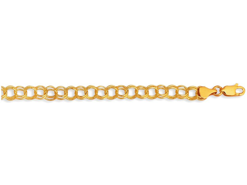 Finejewelers 14 Kt Yellow Gold 7.25 Inch Bright Cut Lite Charm Bracelet With Lobster Clasp