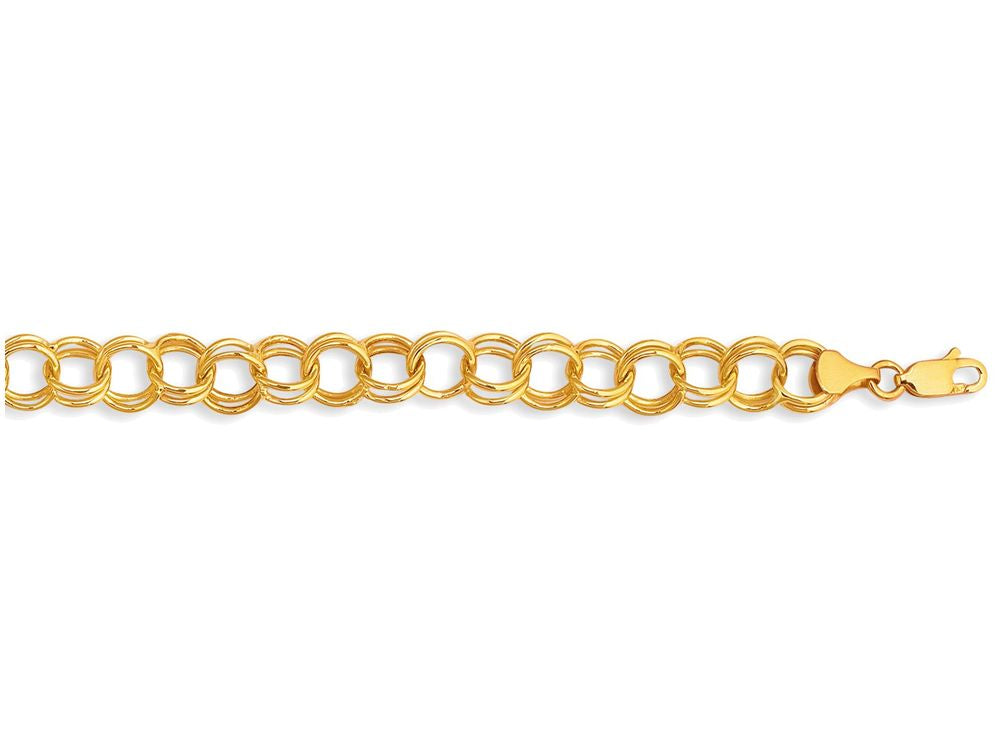 Finejewelers 14 Kt Yellow Gold 7.25 Inch Bright Cut Lite Charm Bracelet With Lobster Clasp