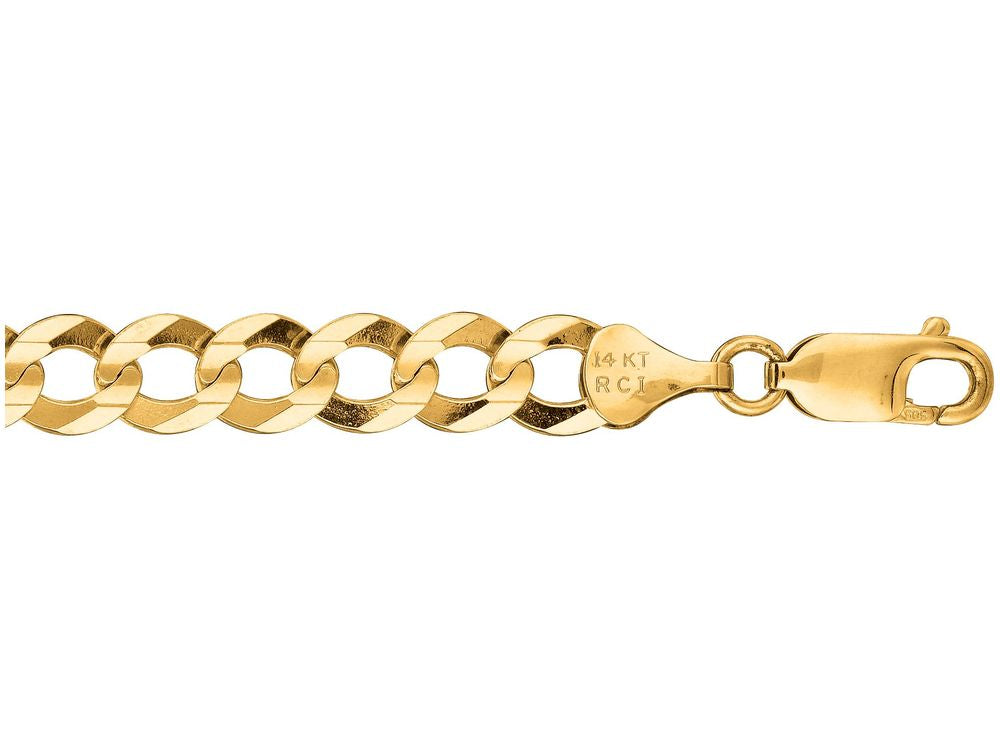 Finejewelers 14 Kt Yellow Gold 8.50 Inch 7.0mm Bright Cut Comfort Curb Bracelet Chain With Lobster Clasp