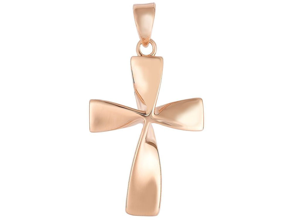 Finejewelers 14 Kt Rose Gold Square Flat Twisted Cross Pendant Necklace 18 inch chain
