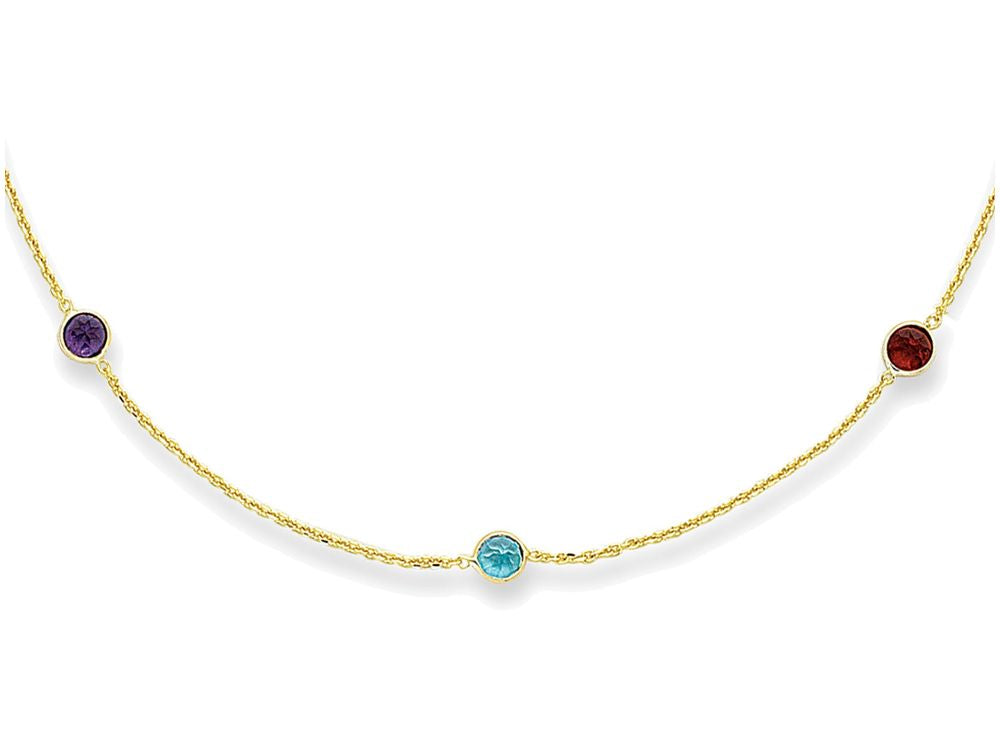 Finejewelers 14 Kt Yellow Gold 16 Inch Cable Chain Link Necklace Spring Ring Claspmulti Color Round Faceted Station