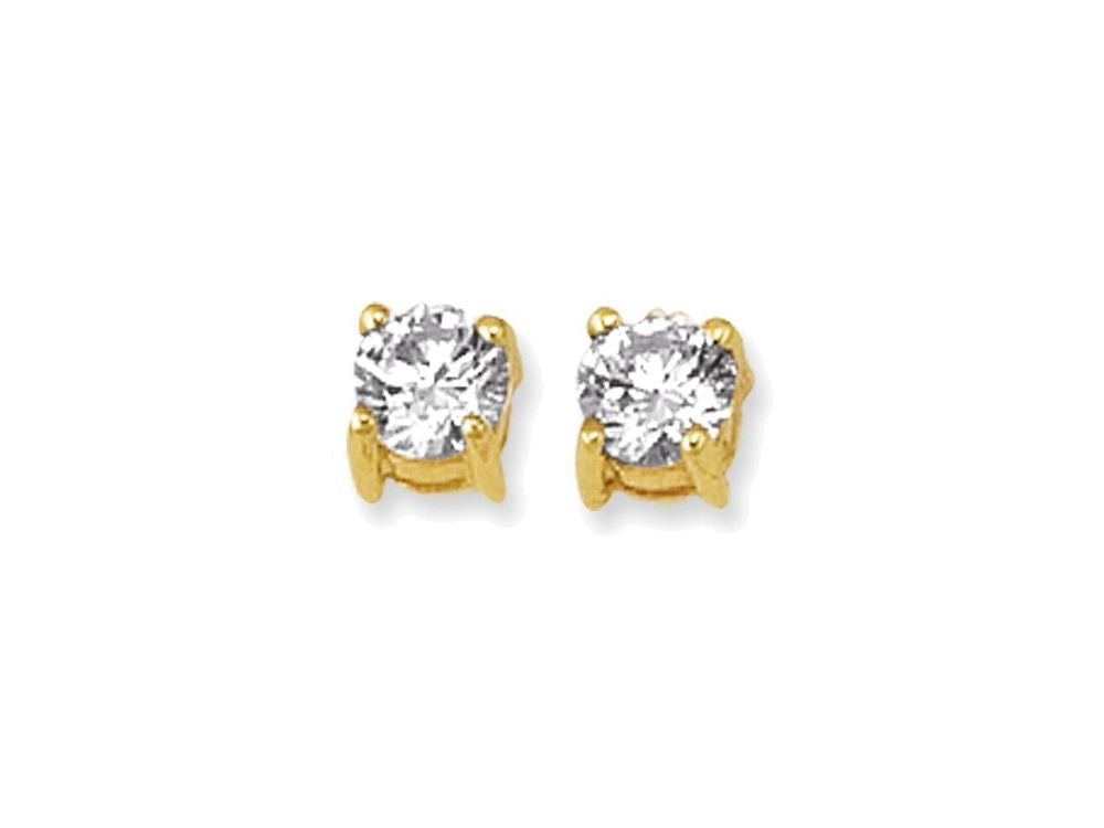 Finejewelers 14 Kt Two Tone Gold 5.0mm Round Faceted Cubic Zirconia Stud Earring