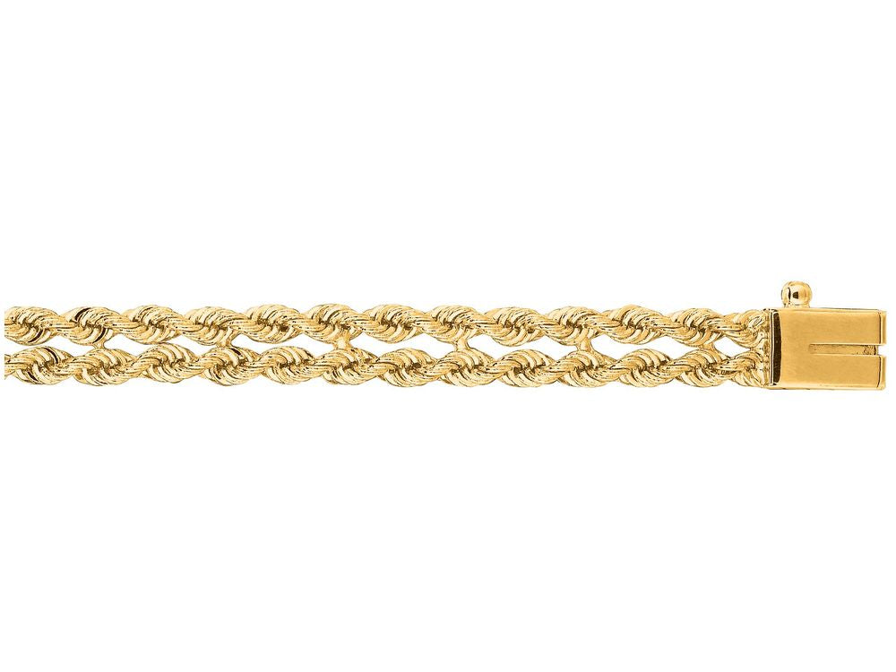 Finejewelers 14 Kt Yellow Gold 7 Inch 5.0mm Bright Cut Multi Line Rope Bracelet Chain With Box Catch Clasp