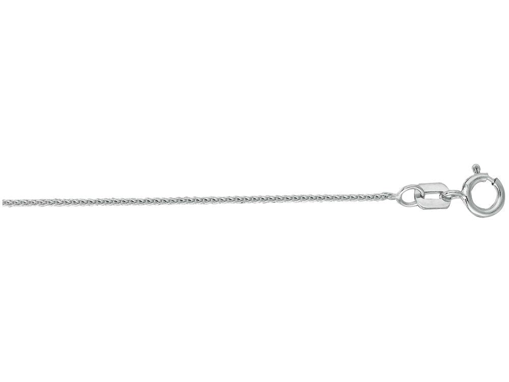 Finejewelers 14 Kt White Gold 16 Inch 0.6mm Bright Cut Wheat Chain Necklace With Spring Ring Clasp