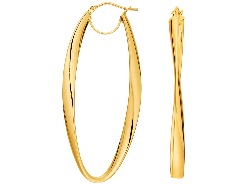 Finejewelers 14 Kt Yellow Gold Long Oval Freeform Hoop Earring