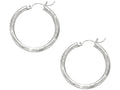 Finejewelers 14 Kt White Gold 3x25mm Bright Cut Round Tube Hoop Fancy Earring