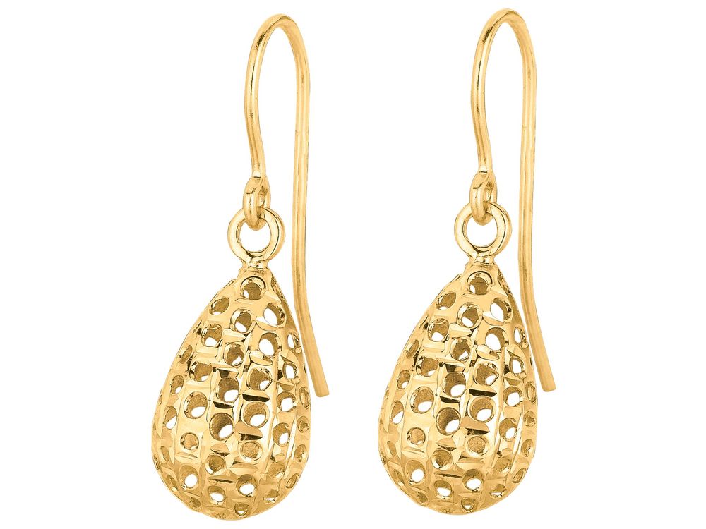 Finejewelers 14 Kt Yellow Gold Small Meshed Teardrop Shape Drop Earring