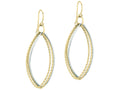 Finejewelers 14 Kt Two Tone Gold Bright Cut Marquise Shape Freeform Drop Earring