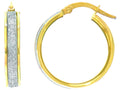 Finejewelers 14 Kt Two Tone Gold 3.75x16mm Round Hoop Earring With Glitter